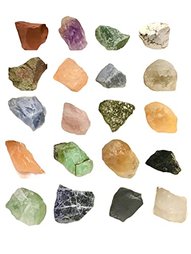 Steinfixx - Premium Mineralien Sammlung | 20 Rohsteine | Heilsteine | Edelsteine | Schmucksteine | je 25-50 mm | mit Beschreibung