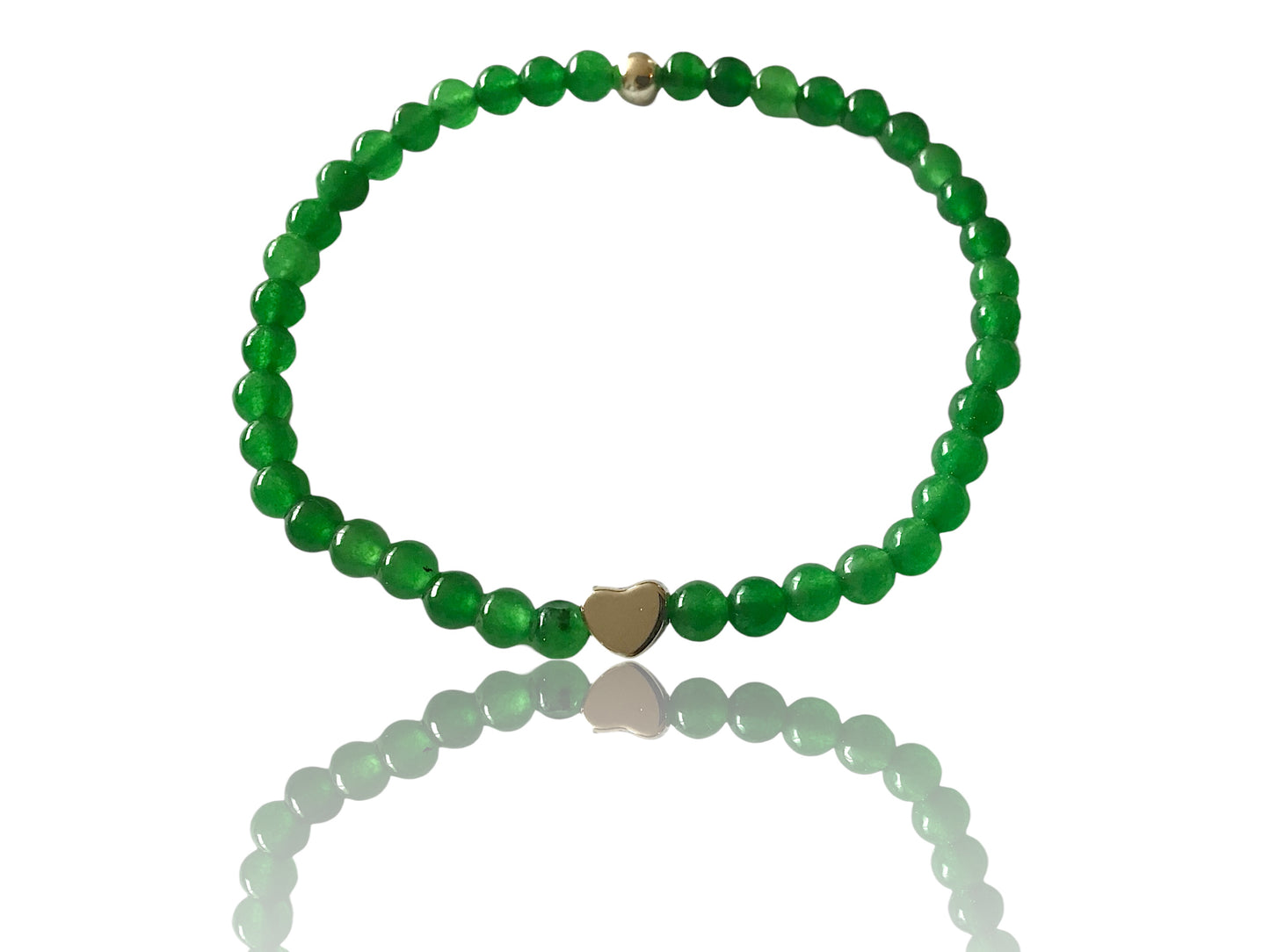 Steinfixx® - Grüne Jade Perlenarmband mit 925 Silberperle und silbernem Herz - Entgiftung - Hochwertiges Edelsteinarmband für Damen & Herren | Handgemachter Energieschmuck