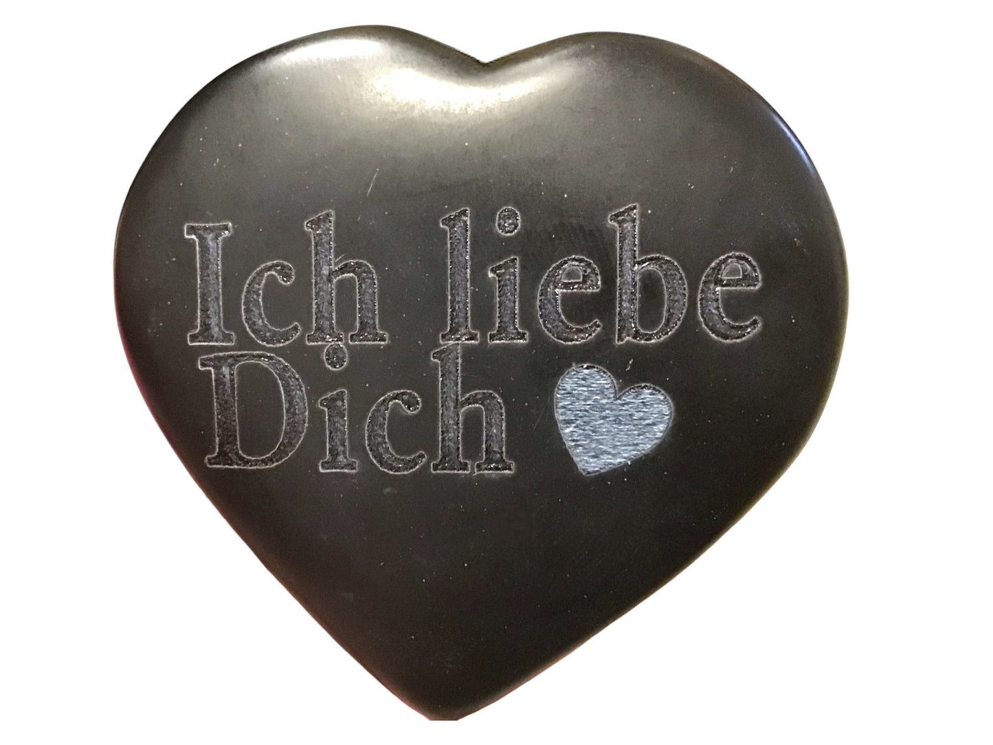 Steinfixx® - Echtes Basalt Herz mit Gravur "Ich liebe Dich" | Rückseite mit Namen individualisierbar | Hot-Stone | Geschenk für den Lieblingsmenschen