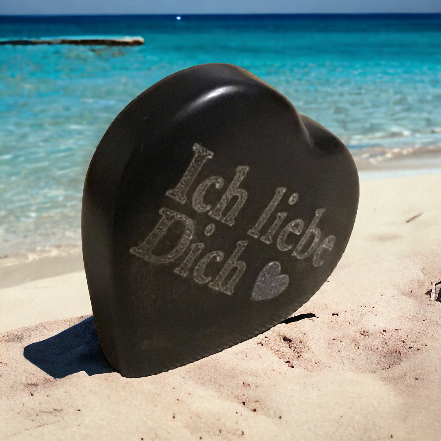 Steinfixx® - Echtes Basalt Herz mit Gravur "Ich liebe Dich" | Rückseite mit Namen individualisierbar | Hot-Stone | Geschenk für den Lieblingsmenschen