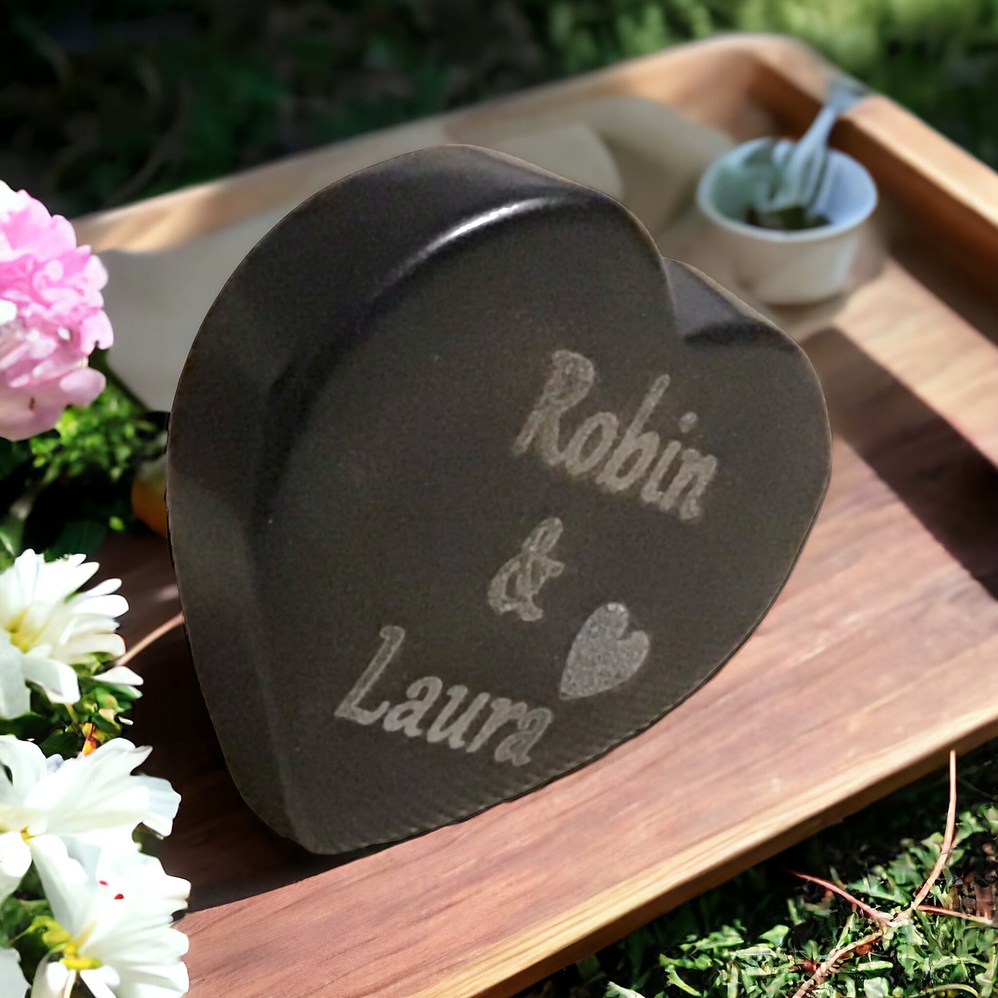 Steinfixx® - Echtes Basalt Herz mit Gravur "Ich liebe Dich" | Rückseite mit Namen individualisierbar | Hot-Stone | Geschenk für den Lieblingsmenschen