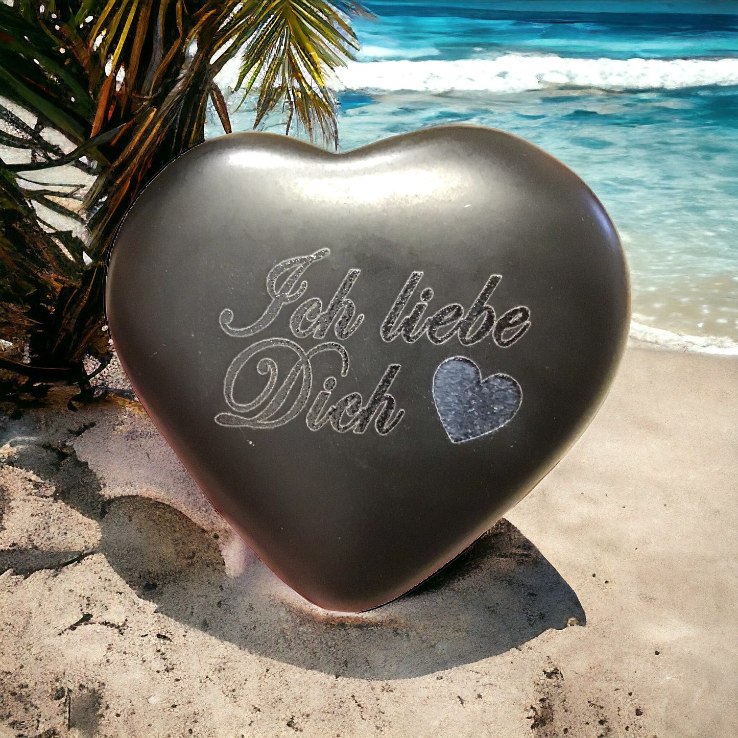 Steinfixx® - Echtes Basalt Herz mit Gravur "Ich liebe Dich" | Rückseite mit Namen individualisierbar | Hot-Stone | Geschenk für den Lieblingsmenschen