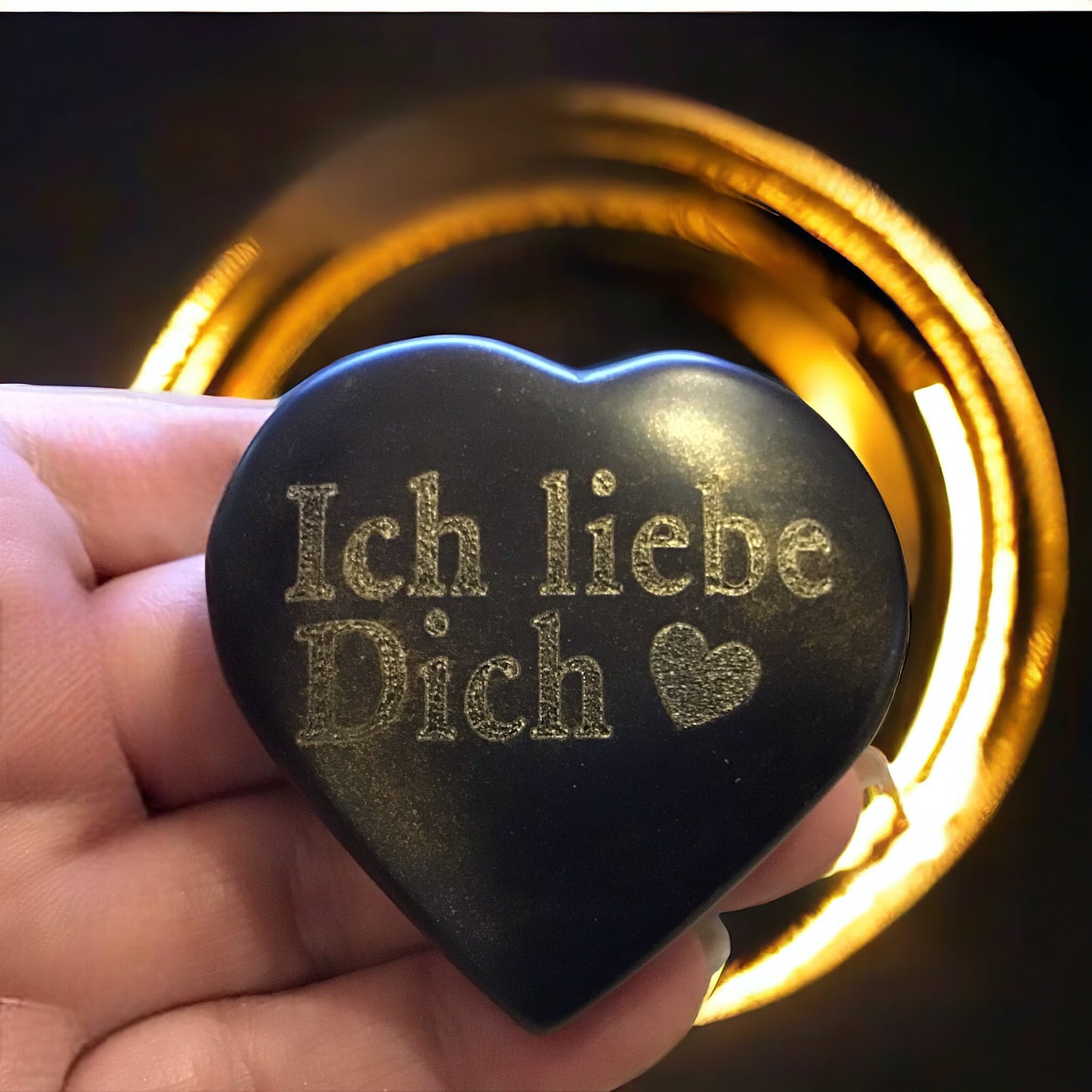 Steinfixx® - Echtes Basalt Herz mit Gravur "Ich liebe Dich" | Rückseite mit Namen individualisierbar | Hot-Stone | Geschenk für den Lieblingsmenschen