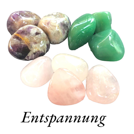 Premium Edelstein-Quellwasser-Set "Entspannung" | Trommelsteine zur Energetisierung von Trinkwasser  | 21 Seiten Anleitung |Top 1A Heilsteine | Wasserbelebung