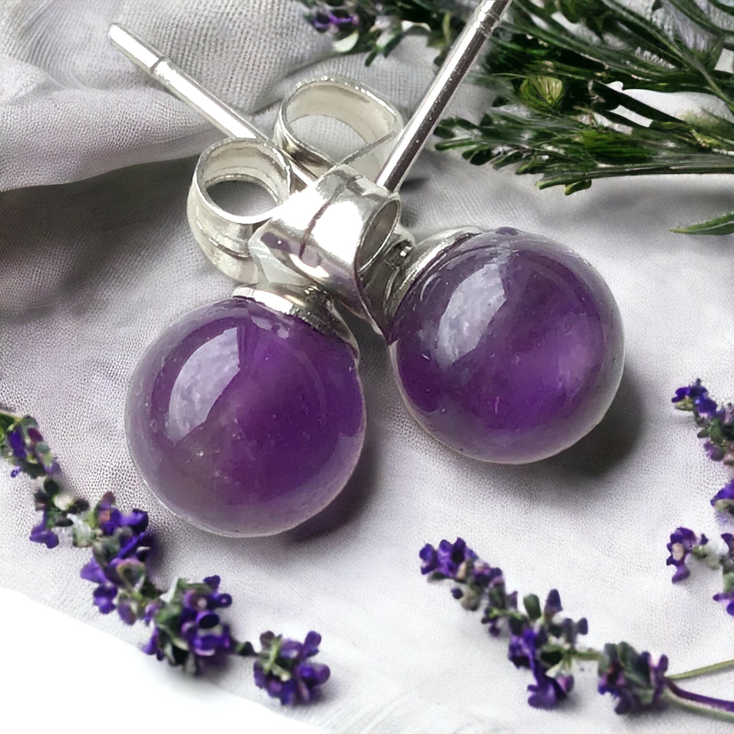 Amethyst Edelstein Schmuckset mit gravierter Selenit Ladeplatte Herz - Energie und Kraft