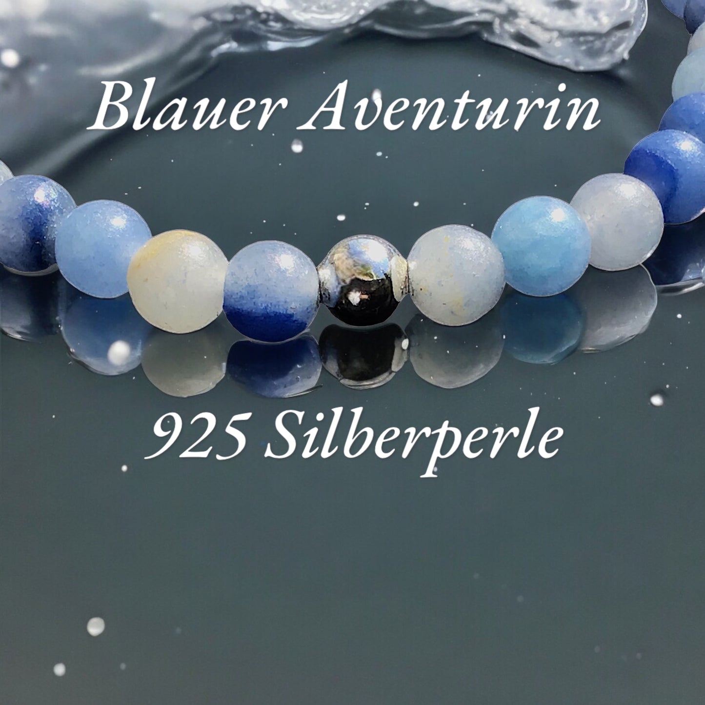 Steinfixx® - Blauer Aventurin Perlenarmband mit 925 Silberperle und silbernem Herz - Mutmacher Hochwertiges Edelsteinarmband für Damen & Herren | Handgemachter Energieschmuck