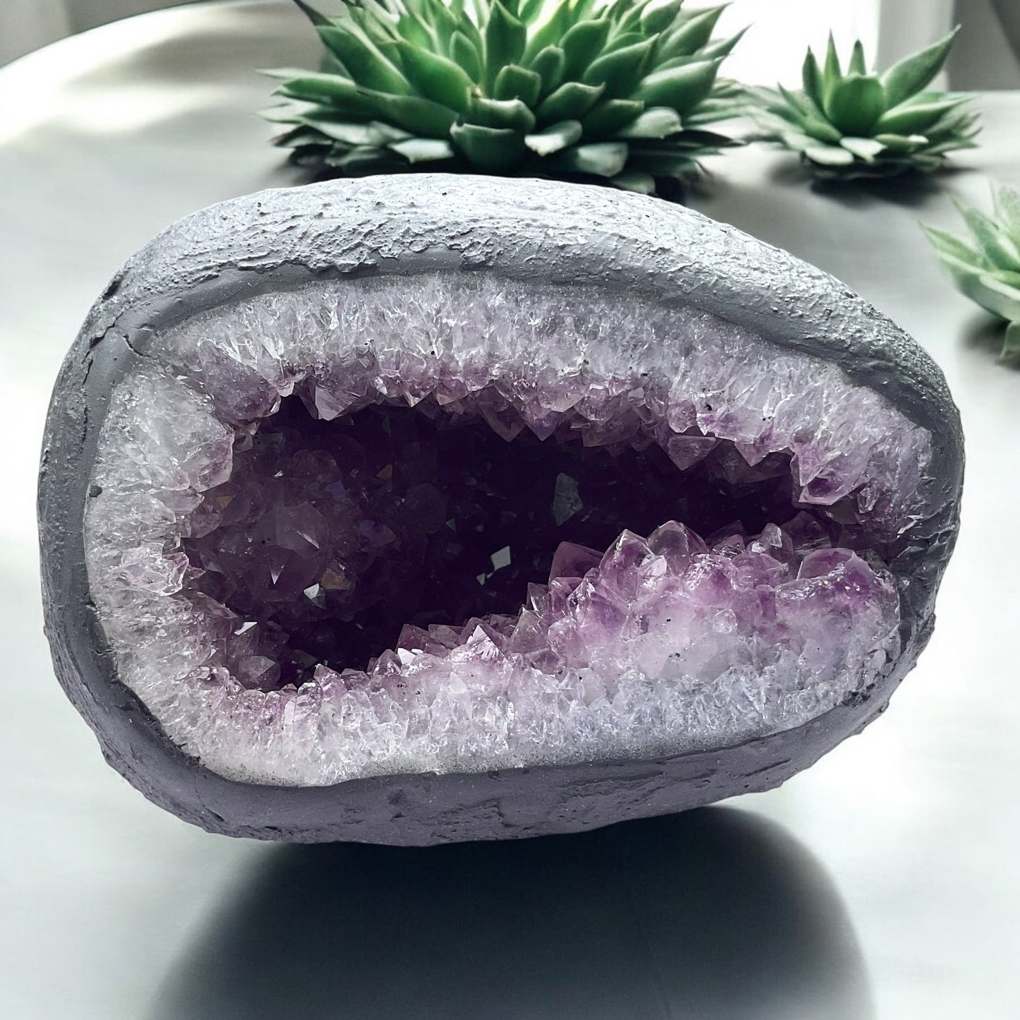 Amethyst Druse Minidruse mit phantastischen Kristallen I 1,40 KG I 9x13,5x10cm I Blickfang I Unikat 1607 I Brasilien