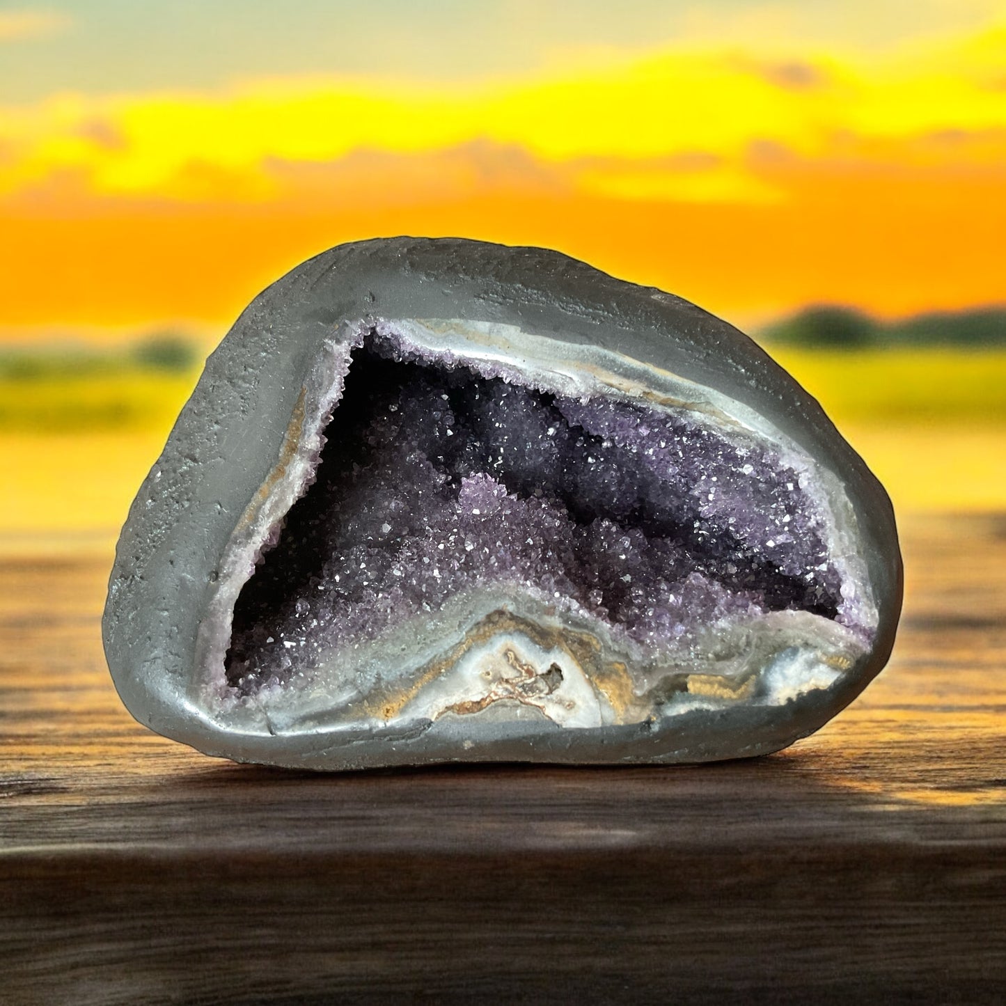 Amethyst Druse Minidruse mit phantastischen Kristallen I 1,40 KG I 12x14x7cm I Blickfang I Unikat 1610 I Brasilien