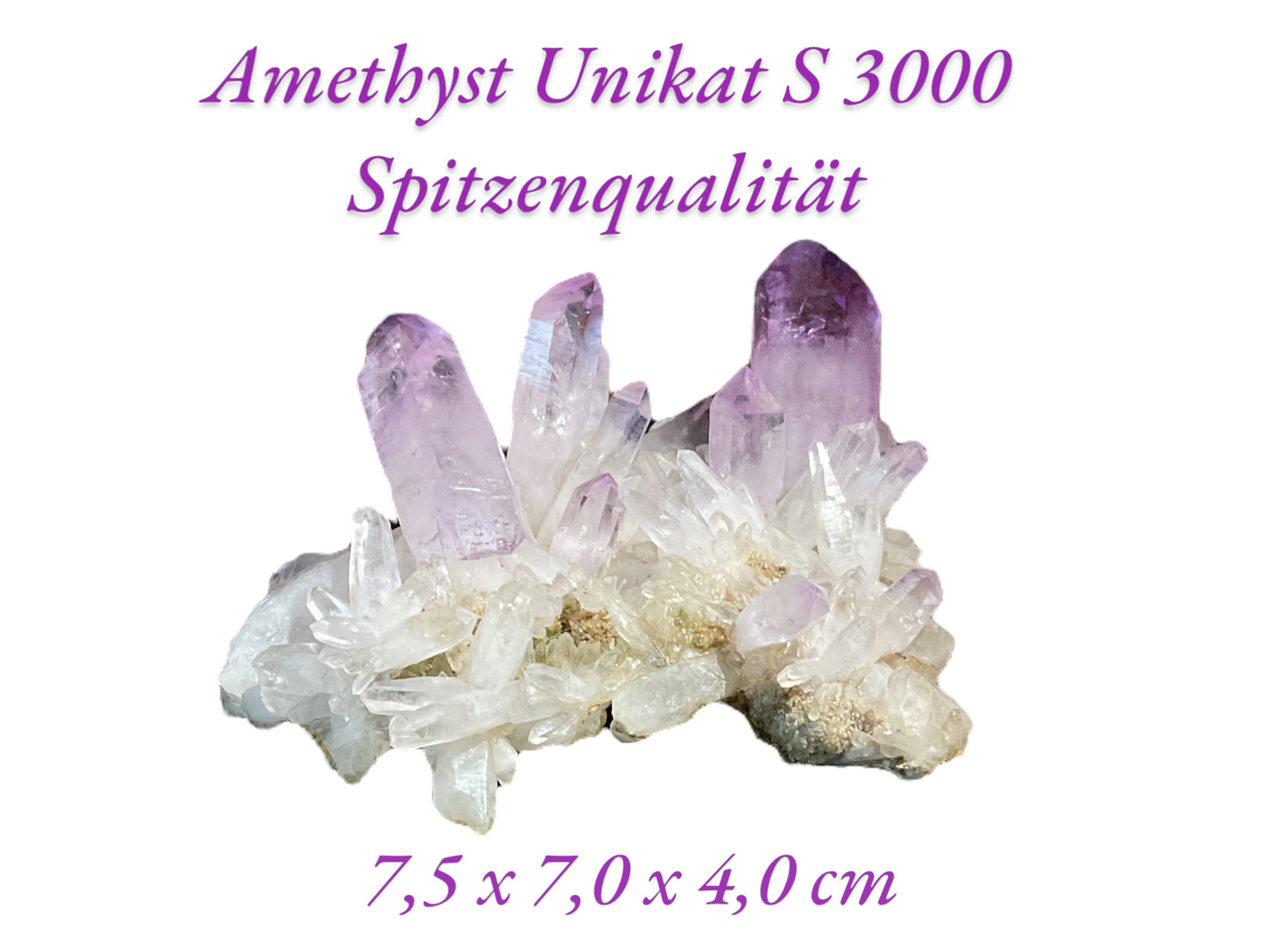 Amethyst Kristall mit phantastischen Spitzen I 83,5gr. I 7,5x7x4cm I Sammlerstück I Unikat S3000 I Marokko