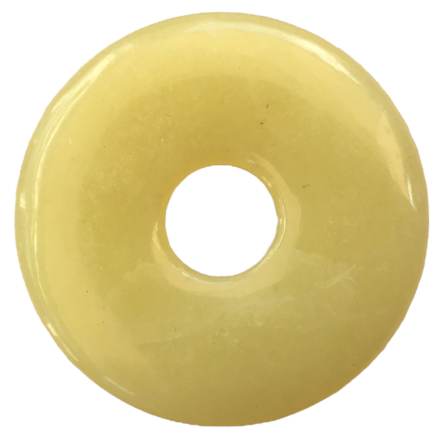 Premium gelbe Jade Edelstein-Donut optional als Kette mit versilberter oder vergoldeter Spirale und Wildlederband