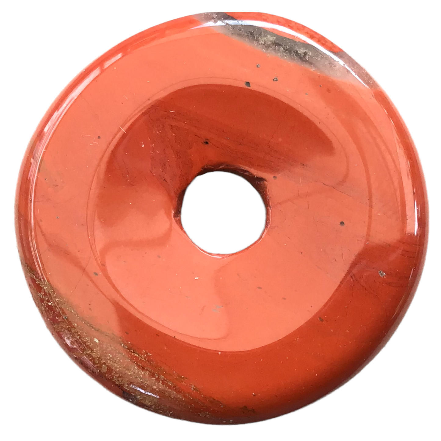 Premium Edelstein-Donut Jaspis rot optional als Kette mit versilberter oder vergoldeter Spirale und Wildlederband